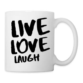 Vivre Amour Rire - Pinceau dessiné à la main en noir - Mug blanc - blanc - Droite