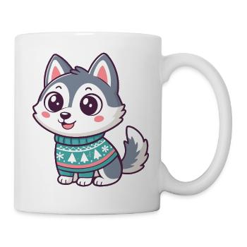 Winter Husky in a festive sweater - Mug - white - Right