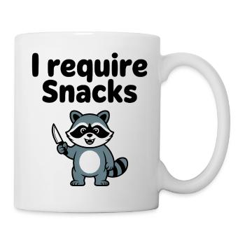 I require Snacks - Funny Raccoon T-Shirt - Mug - white - Right
