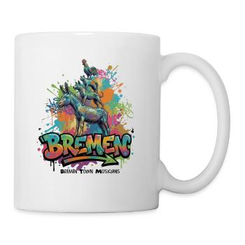 Bremer Stadtmusikanten – Märchen aus Bronze - Tasse - Weiß - Rechts