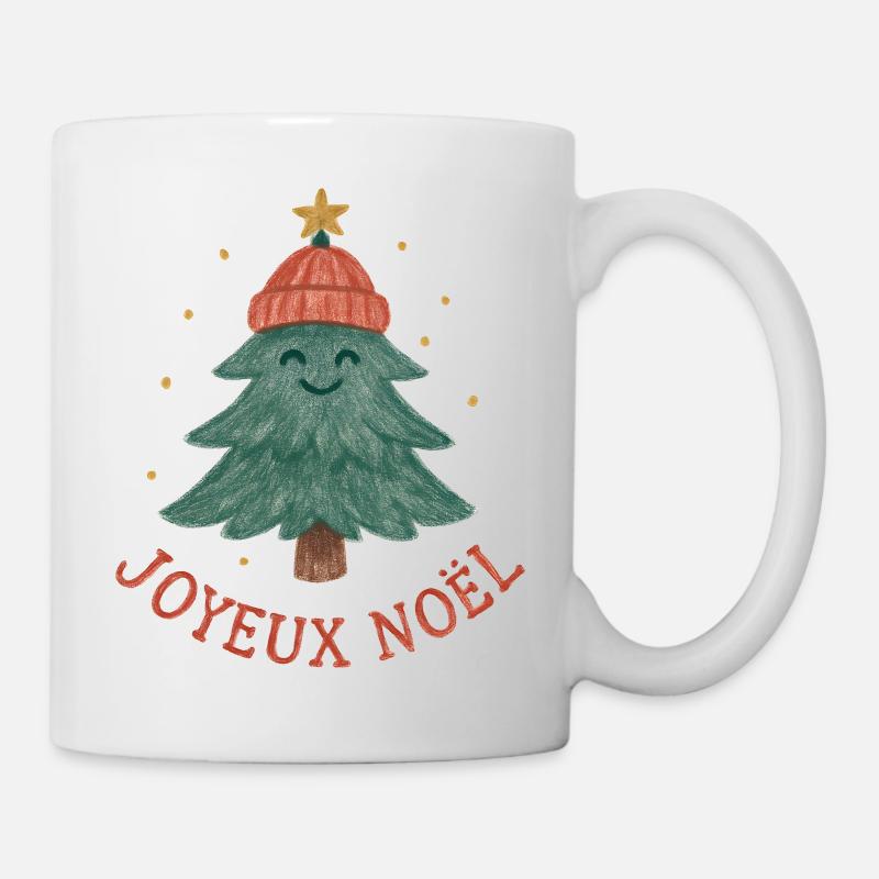 Frohe Weihnachtsbaum mit rotem Hut - Tasse - Weiß