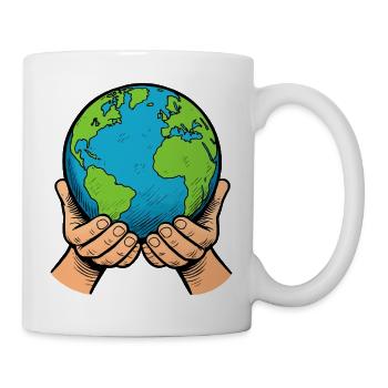 Mains tenant la Terre – Global Care - Mug blanc - blanc - Droite