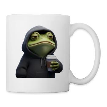 Grenouille fatiguée en sweat à capuche avec café – Drôle de design - Mug blanc - blanc - Droite