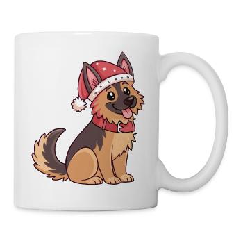 Festlicher Hund Weihnachtsmannhut - Tasse - Weiß - Rechts