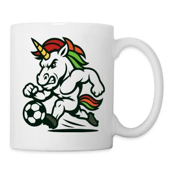 Unicorn Soccer Maskottchen stürmt nach vorne - Tasse - Weiß - Rechts