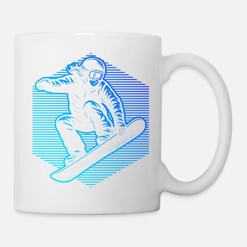 Neon Snowboarder Stripes - Tasse - Weiß