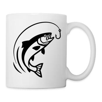Springender Fisch Haken Biss Action - Tasse - Weiß - Rechts