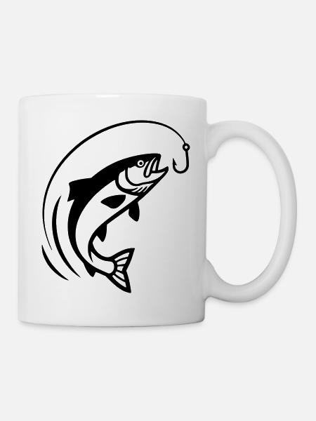 Springender Fisch Haken Biss Action - Tasse - Weiß