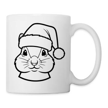 Niedliches Tiergesicht mit Weihnachtsmütze  - Tasse - Weiß - Rechts