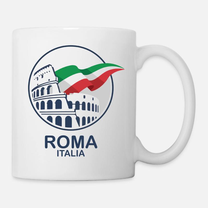 Colisée de Rome et souvenirs avec le logo du drapeau italien - Mug blanc - blanc
