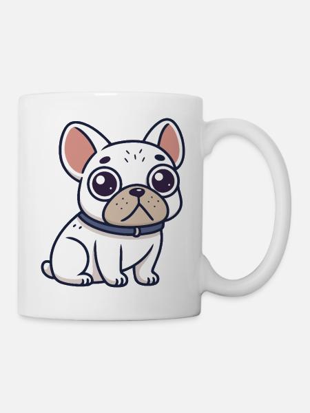 White Bulldog Cartoon-Halskette - Tasse - Weiß