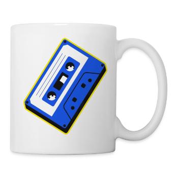 Illustration rétro sur cassette bleue - Mug blanc - blanc - Droite