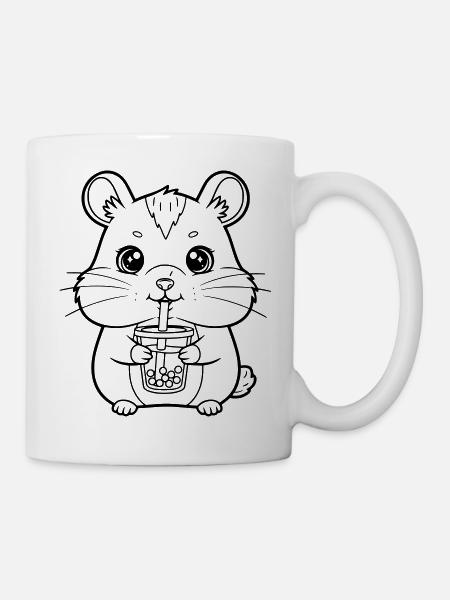 Hamster mit Becher - Tasse - Weiß