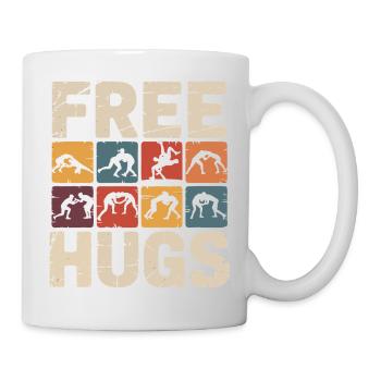 Étreinte de catcheur – Câlins gratuits, slogan rétro - Mug blanc - blanc - Droite