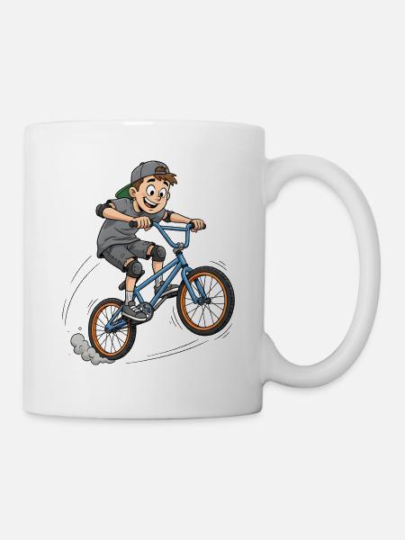 👉 Saut de garçon BMX cool – Art de style urbain - Mug blanc - blanc