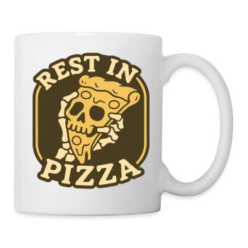 Rest In Pizza Skull Badge Funny Food Design - Mug - white - Right