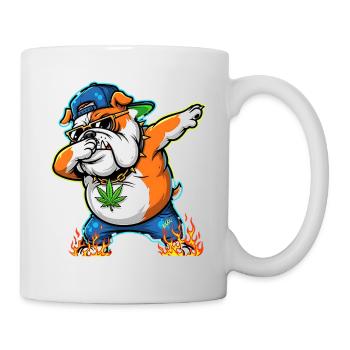 Dabbing Bulldog Streetart Cannabis Design - Tasse - Weiß - Rechts