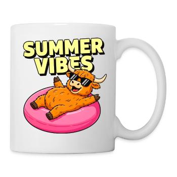 Summer Vibes Highland-Kuh auf rosa Festwagen - Tasse - Weiß - Rechts