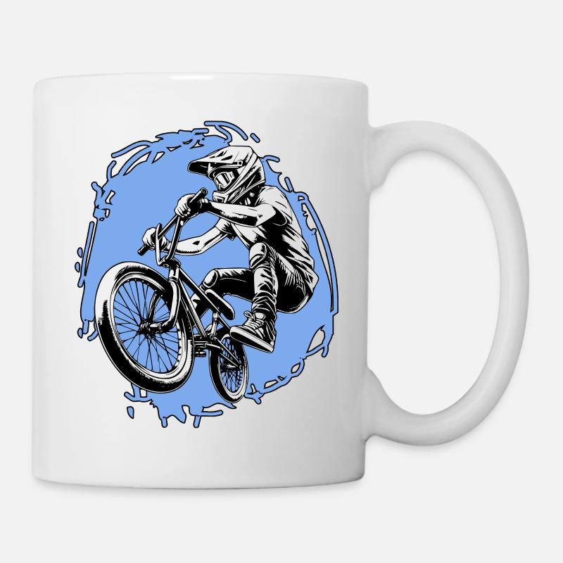BMX Sprung Stunt blau - Tasse - Weiß
