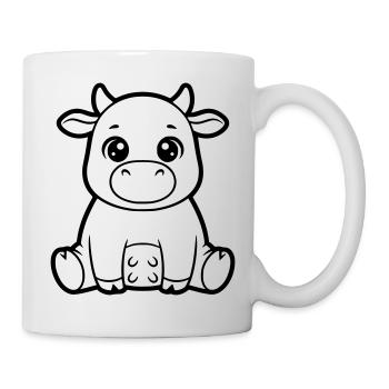 Mignonne Cow-Veau Ciné-Vecteur de Coloriage de la BD - Mug blanc - blanc - Droite