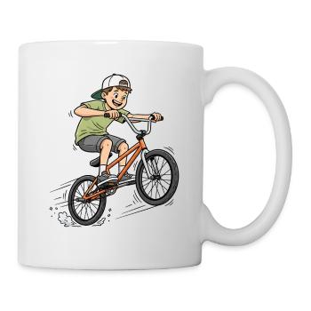 BMX Street Style – Cartoon Junge auf dem Fahrrad - Tasse - Weiß - Rechts