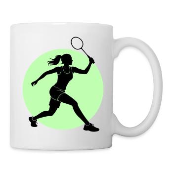 Badminton Spielerin Vorhand - Tasse - Weiß - Rechts