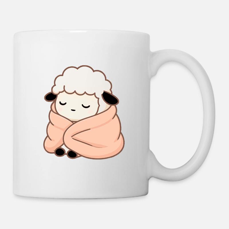 Mouton endormi – Illustration mignonne et douillette - Mug blanc - blanc