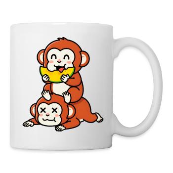 Cheeky Monkey Eating Watermelon on Friend - Mug - white - Right