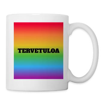 LGBT welcome Tervetuloa in Finnish safe space - Mug - white - Right