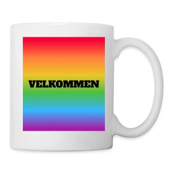 LGBT welcome Velkommen Danish Norwegian safe space - Mug - white - Right