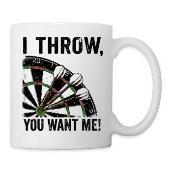 Sweat à capuche et t-shirt Darts Fun « Je lance, tu me veux » - Mug blanc - blanc - Droite