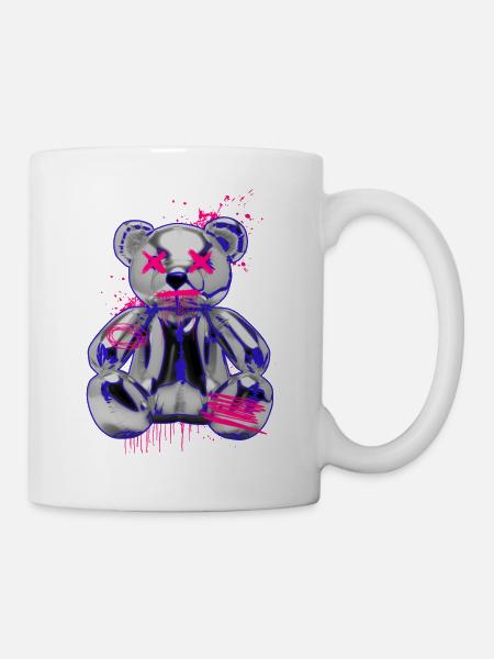 Gothic Teddy Bär mit Graffiti Neon Look - Tasse - Weiß