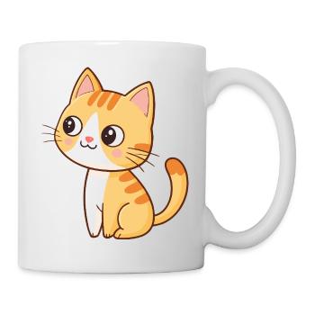 Kawaii orange kitten sitting with mischievous smile - Mug - white - Right