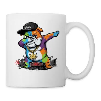 Pose de dab de chien de rue coquine avec une ambiance graffiti - Mug blanc - blanc - Droite