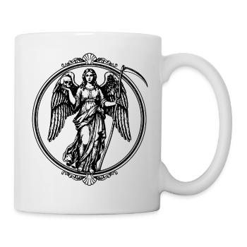 winged angel with skull and scythe - Mug - white - Right