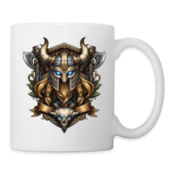 Viking Helm mit Totenschädel-Emblem - Tasse - Weiß - Rechts