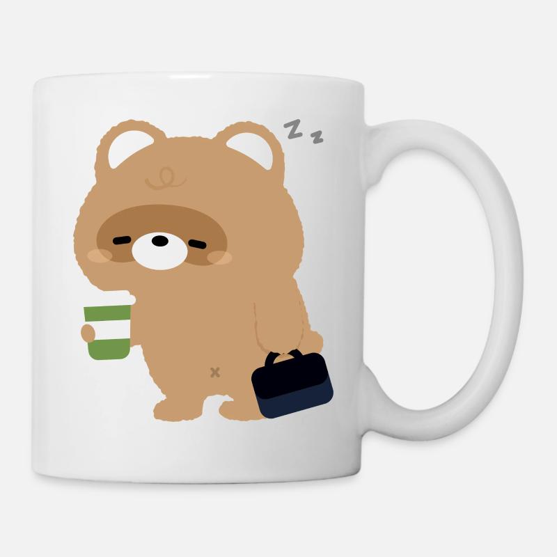 Søvnig bever og kaffe - Kopp - hvit