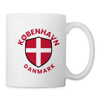 Bouclier de Copenhague avec drapeau danois - Mug blanc - blanc - Droite