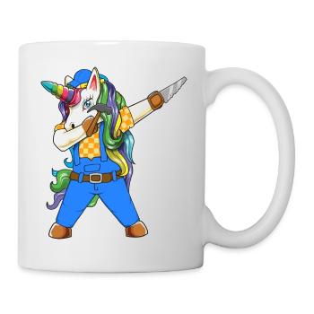 Dabbing Unicorn Tischler, Handwerker-Holzbearbeitung - Tasse - Weiß - Rechts