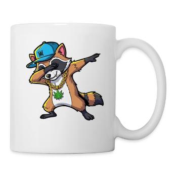 Dabbing Raccoon with Hemp Leaf - Mug - white - Right