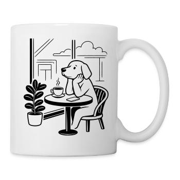 Dog in the café - Mug - white - Right
