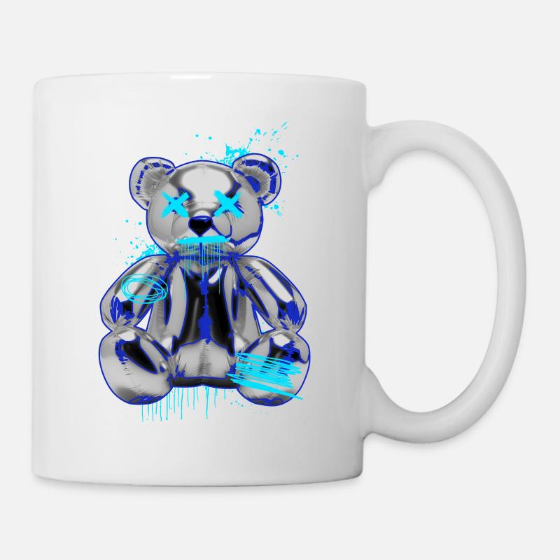 Graffiti-Bär Neon Tropfen Teddybär - Tasse - Weiß