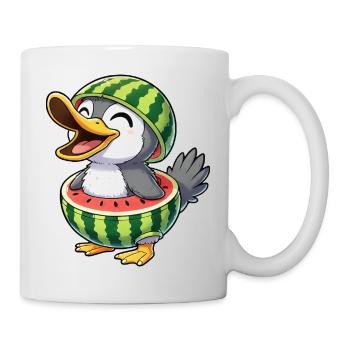 Cute Cartoon Duck Penguin Bird Melon Summer Joy - Mug - white - Right