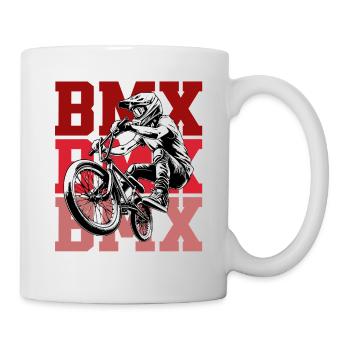 BMX Rider im roten Hintergrund - Tasse - Weiß - Rechts
