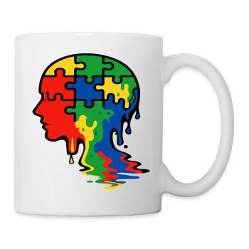 Illustration de tête de puzzle de sensibilisation à l’autisme - Mug blanc - blanc - Droite