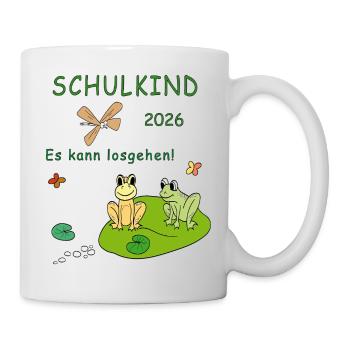 Schulkind 2026 Froschfreude - Tasse - Weiß - Rechts