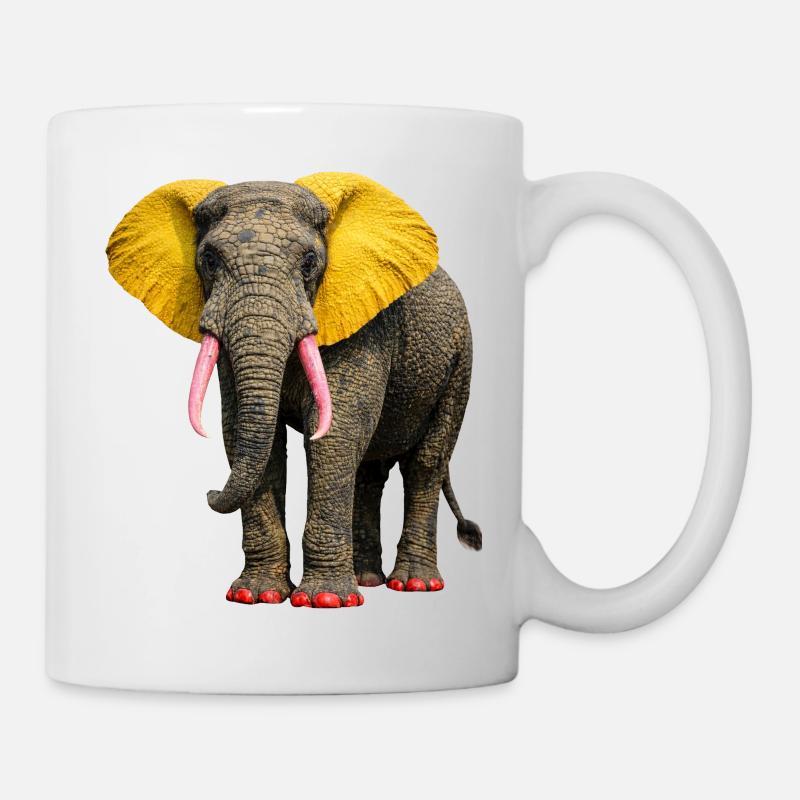 Elefanten Diva: Pop Art Design mit bunten Akzenten - Tasse - Weiß