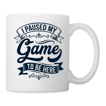 Ich pausierte mein Spiel – Banner - Tasse - Weiß - Rechts