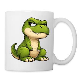 Grumpy T-Rex Cartoon Skeptical Look - Mug - white - Right