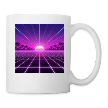 Sunset Neon Retrogrid back to 90s - Mug - white - Right